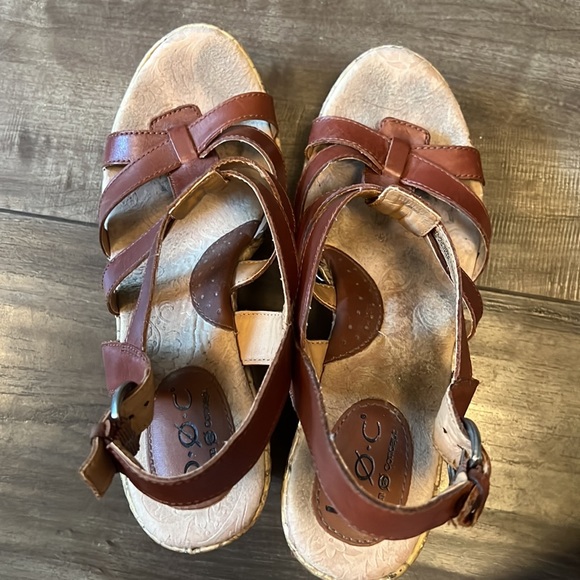 Born wedge sandal in brown leather with cork platform and rubber sole - Picture 3 of 8